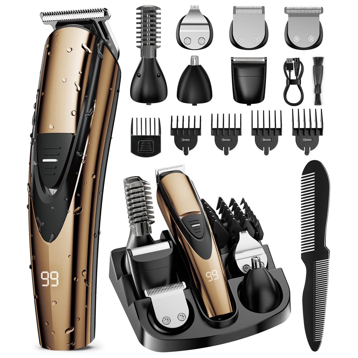 SHPAVVER beard trimmer front view for precise facial grooming