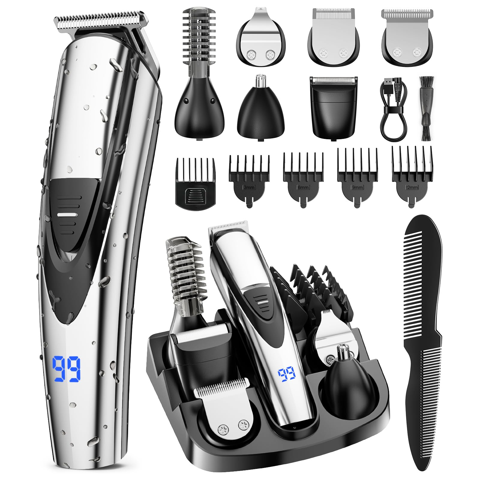 SHPAVVER beard-trimmer-kit with six heads enables versatile at-home grooming.