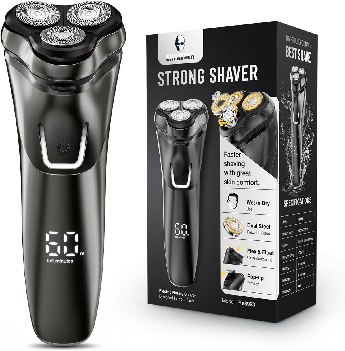 SHPAVVER electric razor 4D flex blades close-up for smooth, irritation-aware shaving.