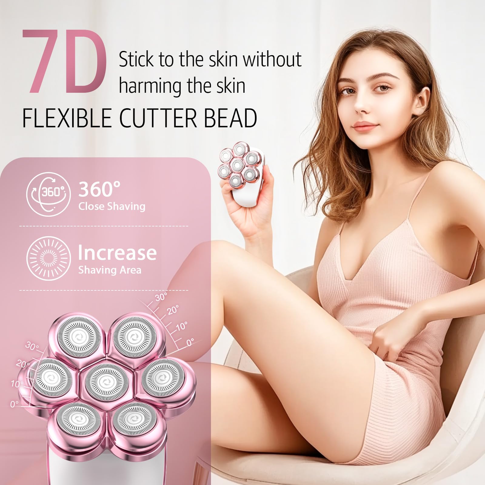SHPAVVER electric razor 7D floating head delivers close shave over curves.