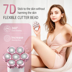 SHPAVVER electric razor 7D floating head delivers close shave over curves.