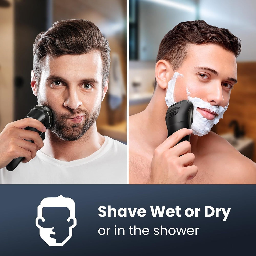 SHPAVVER electric razor in-use demonstrates a clean, close shave.