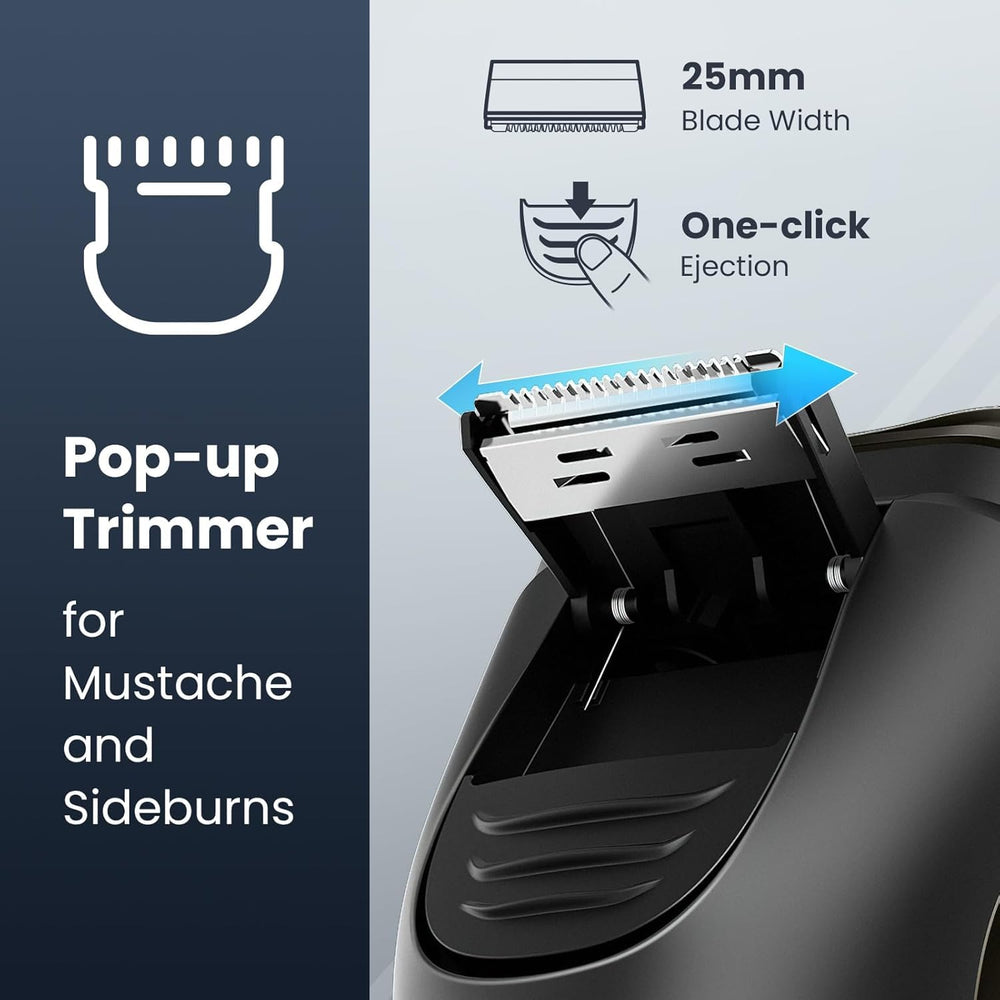SHPAVVER electric razor pop-up trimmer for precise sideburns and neckline shaping.