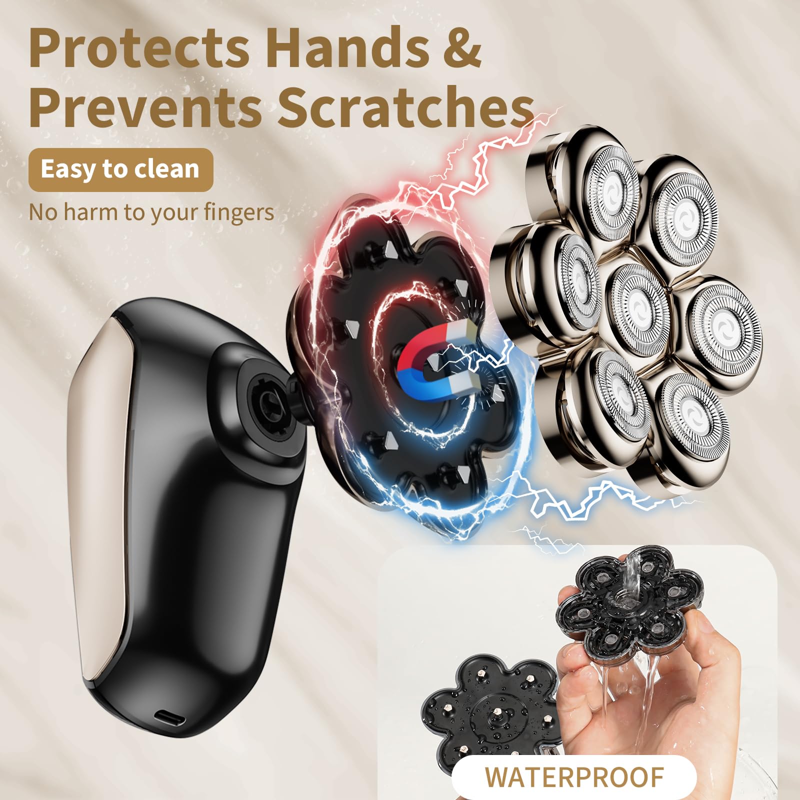 SHPAVVER head shaver 5in1 attachments enable versatile grooming options.