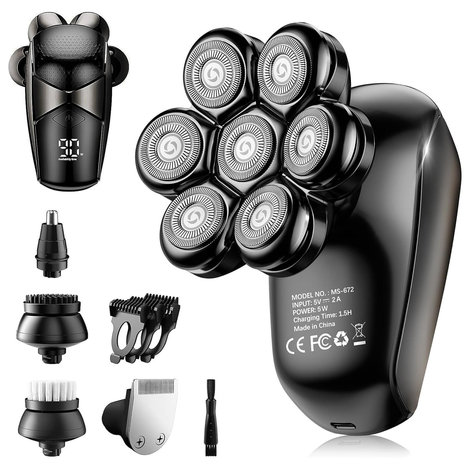 SHPAVVER head shaver 5-in-1 set for bald men enabling versatile daily grooming.
