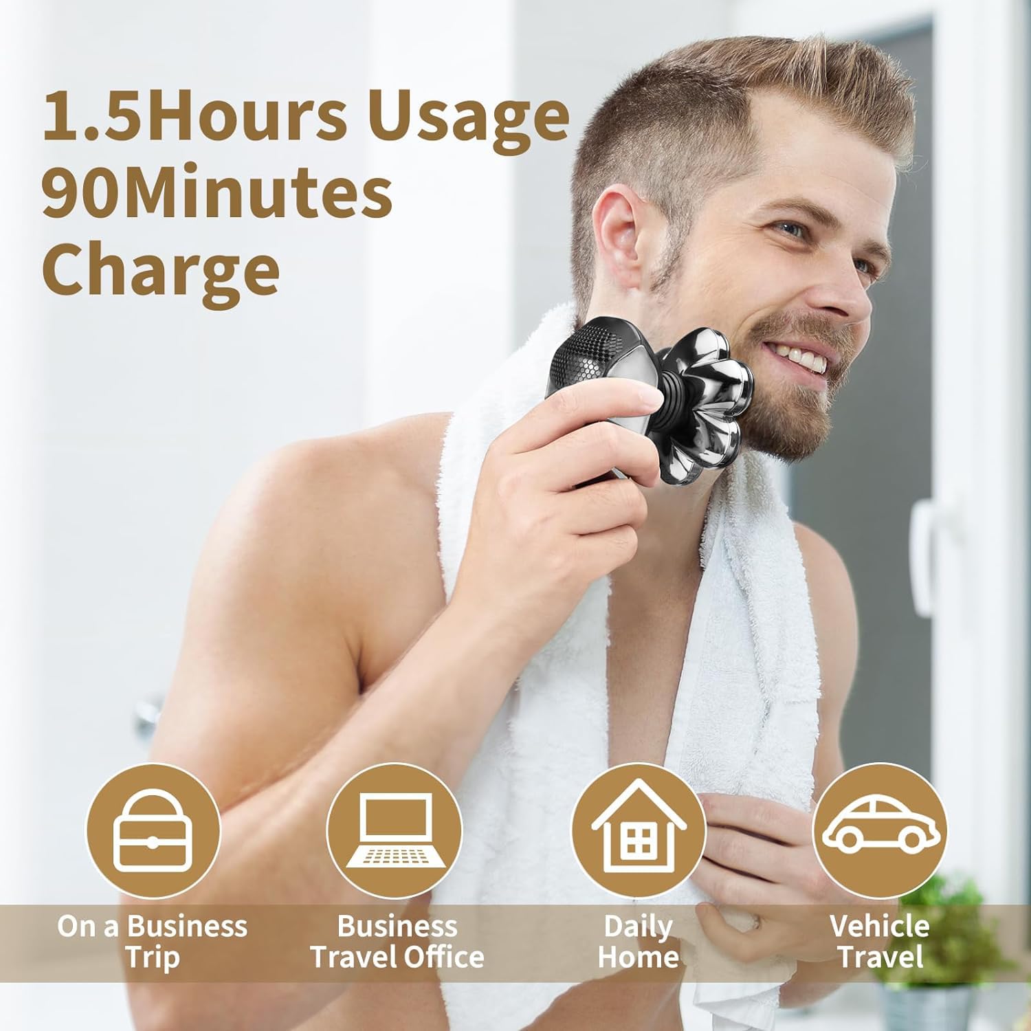 SHPAVVER head shaver Type-C fast charging provides long runtime.