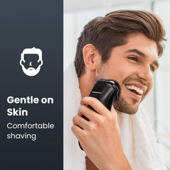 SHPAVVER rotary head following facial contours for smooth results.