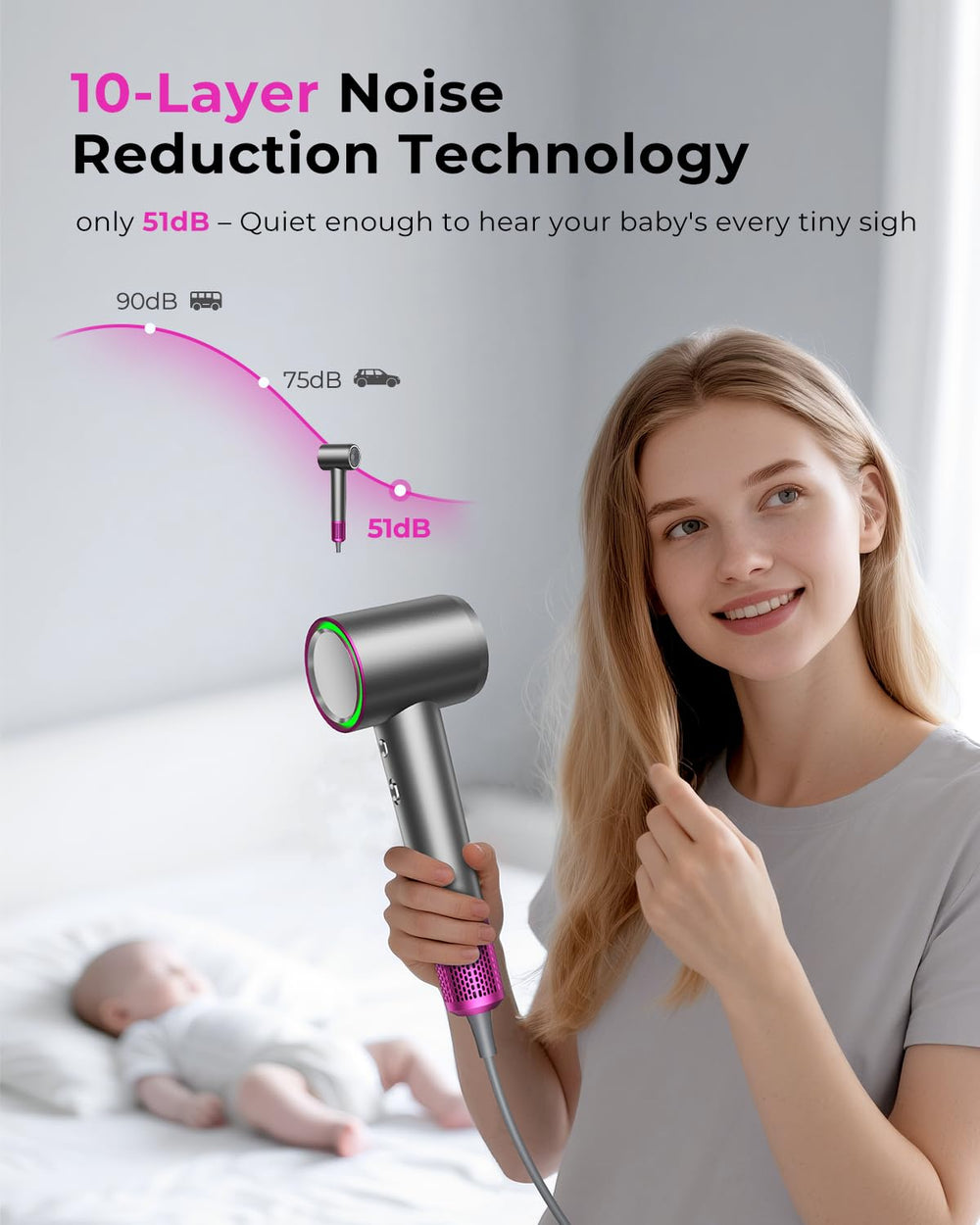 SHRATE multiple heat and speed settings for versatile styling.