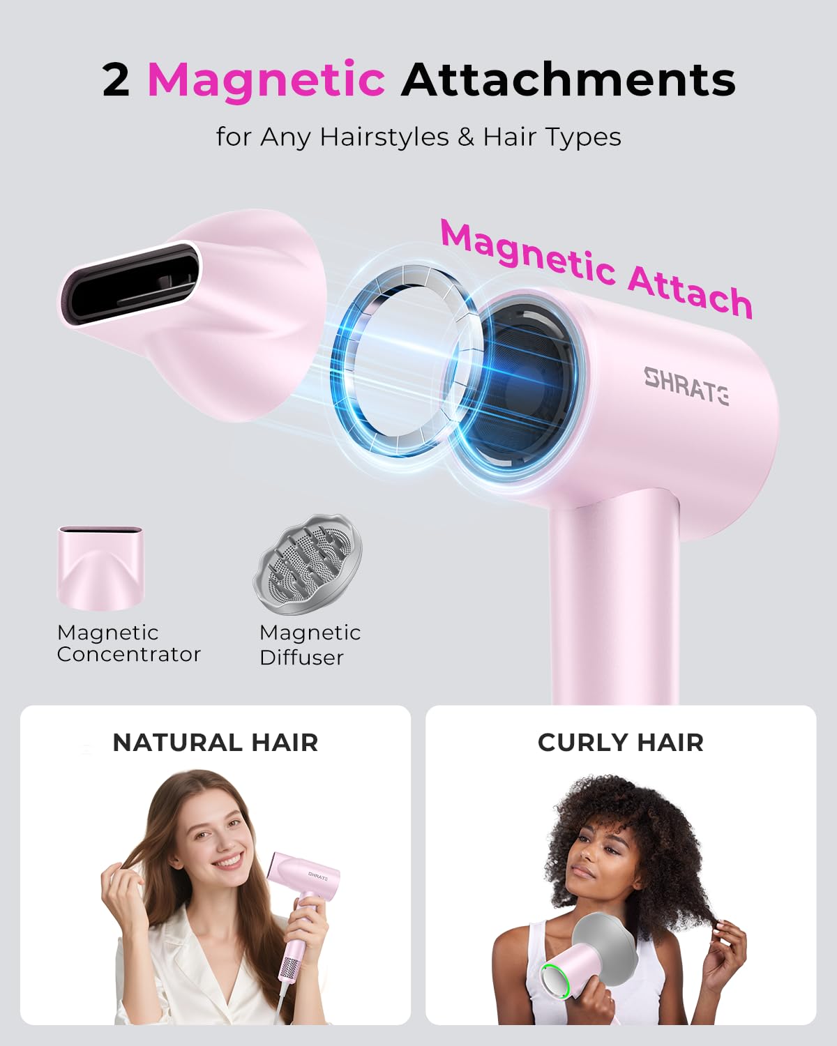 SHRATE intelligent heat control maintains safe temperatures for hair.