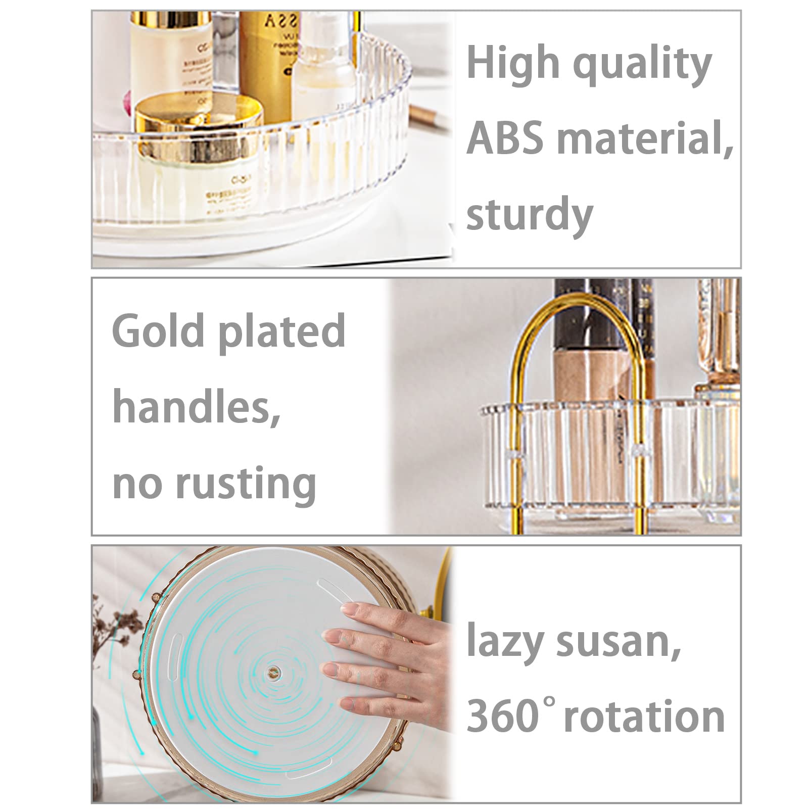 Shuang Qing rotating makeup organizer three-tier design maximizes vanity storage