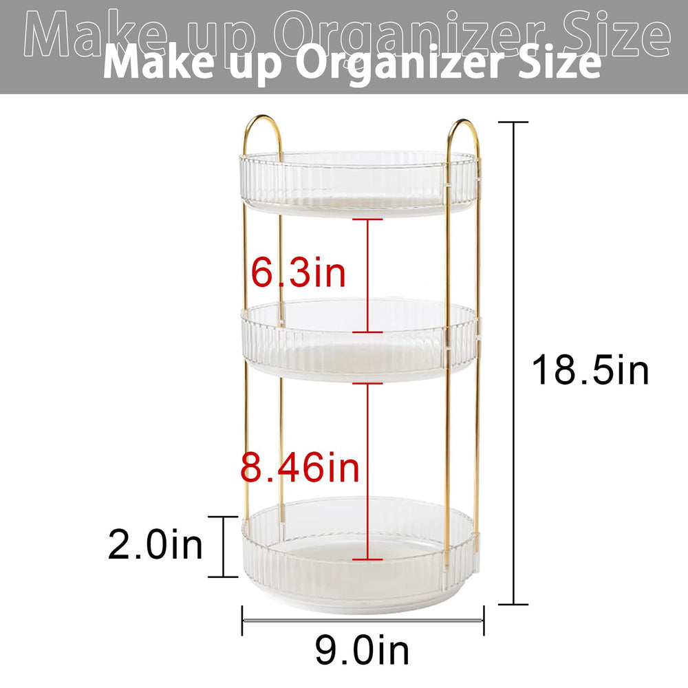 Shuang Qing rotating makeup organizer two-tier, large capacity for skincare and makeup