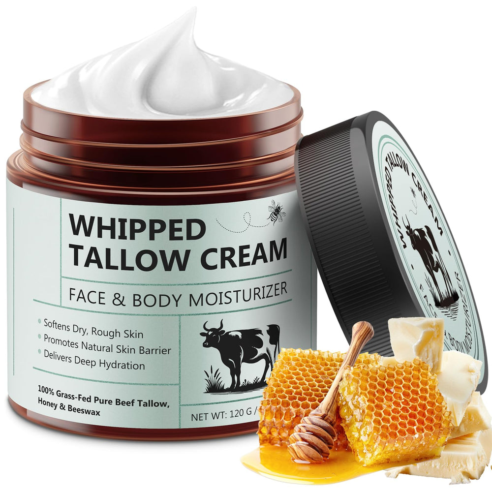 Shuangjia beef tallow face jar closeup showing rich hydration for sensitive skin