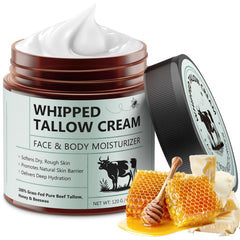 Shuangjia beef tallow face jar closeup showing rich hydration for sensitive skin