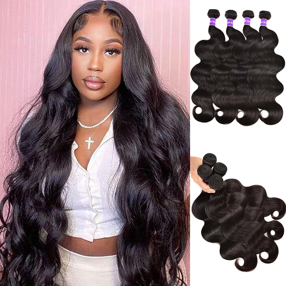 Shuangya Hair body wave bundles 20 inch for natural sew-ins and styling versatility.
