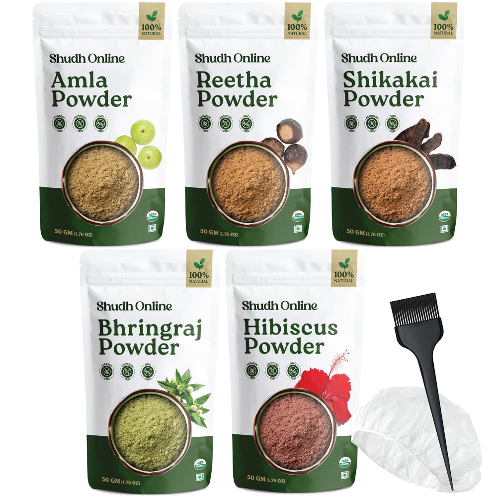 Shudh Online hair mask powder combo pack ready for a DIY scalp-nourishing paste.