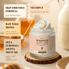 SHUIKU Beef Tallow Honey Balm hands application shows quick absorption for dry skin.