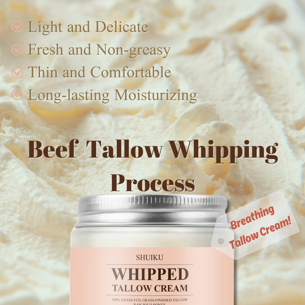 SHUIKU Beef Tallow Honey Balm ingredients showcase natural nourishing components.