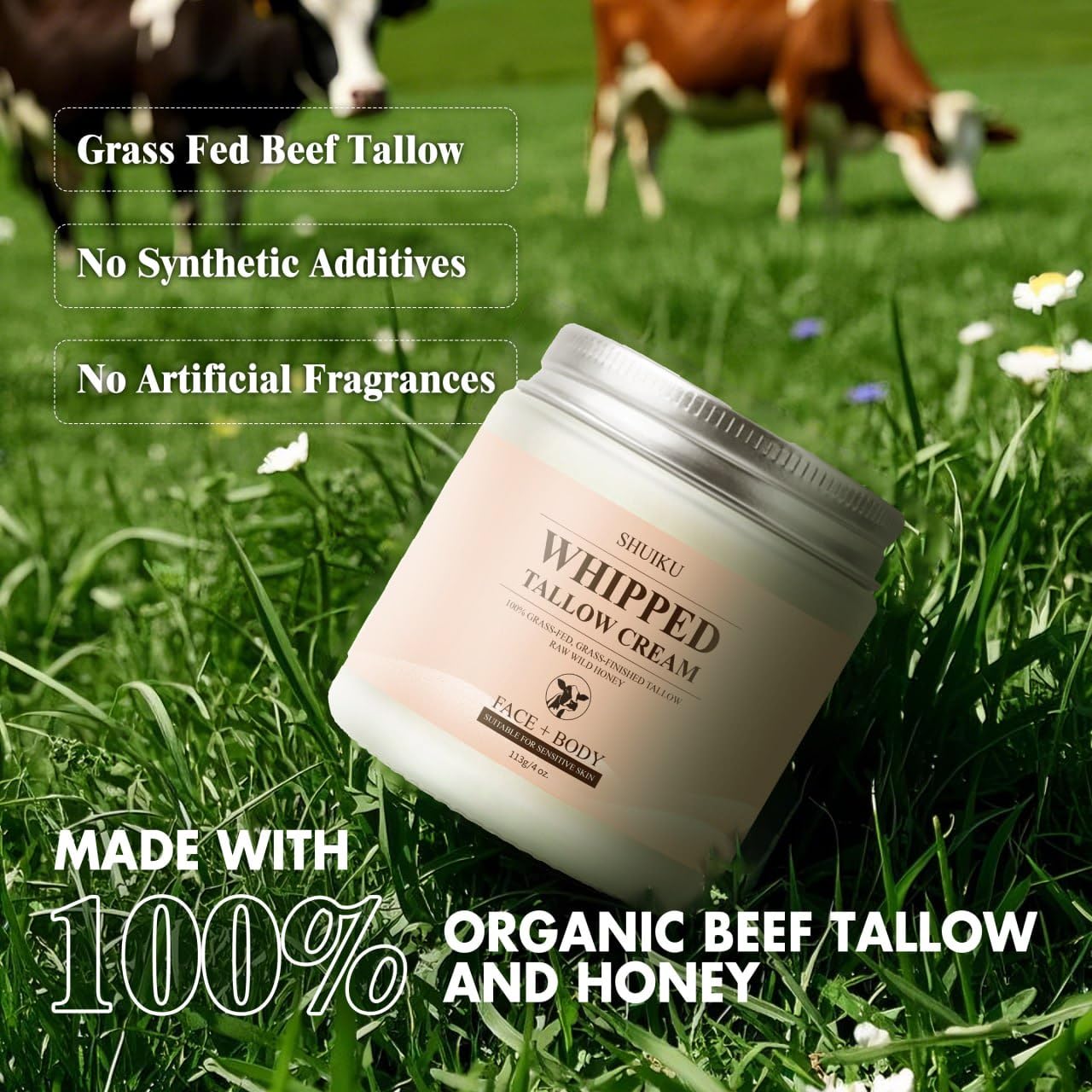 SHUIKU Beef Tallow Honey Balm texture spreads smoothly for daily moisture and softness.