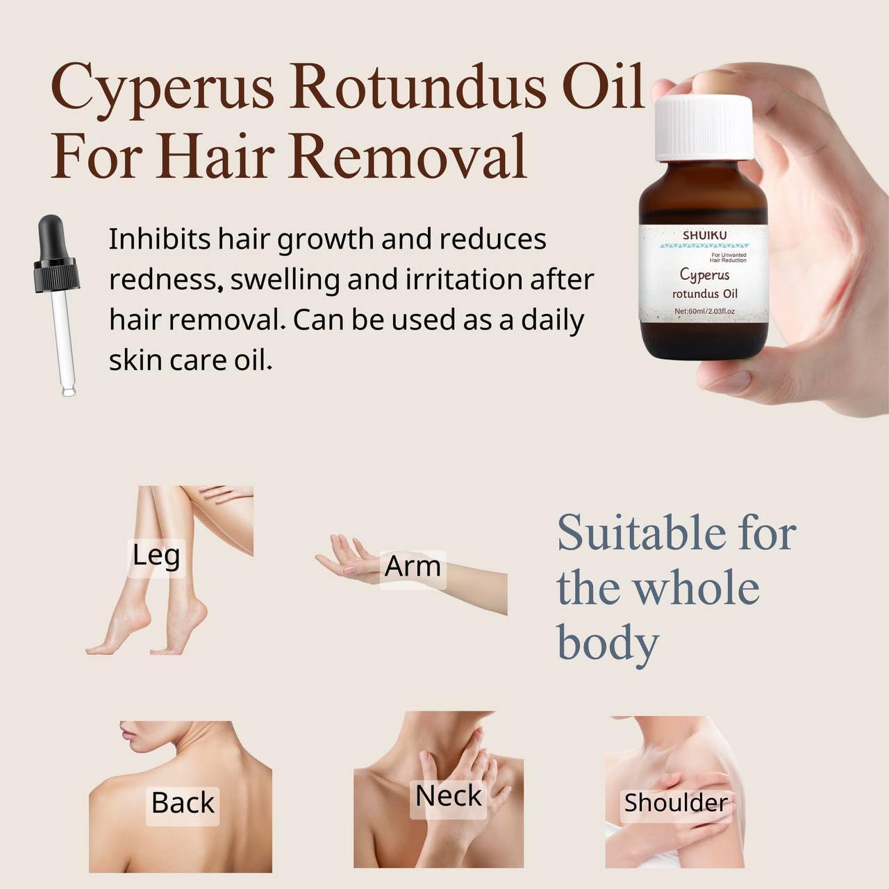 SHUIKU Cyperus Rotundus Oil 2-pack display promotes value and travel-friendly routine.