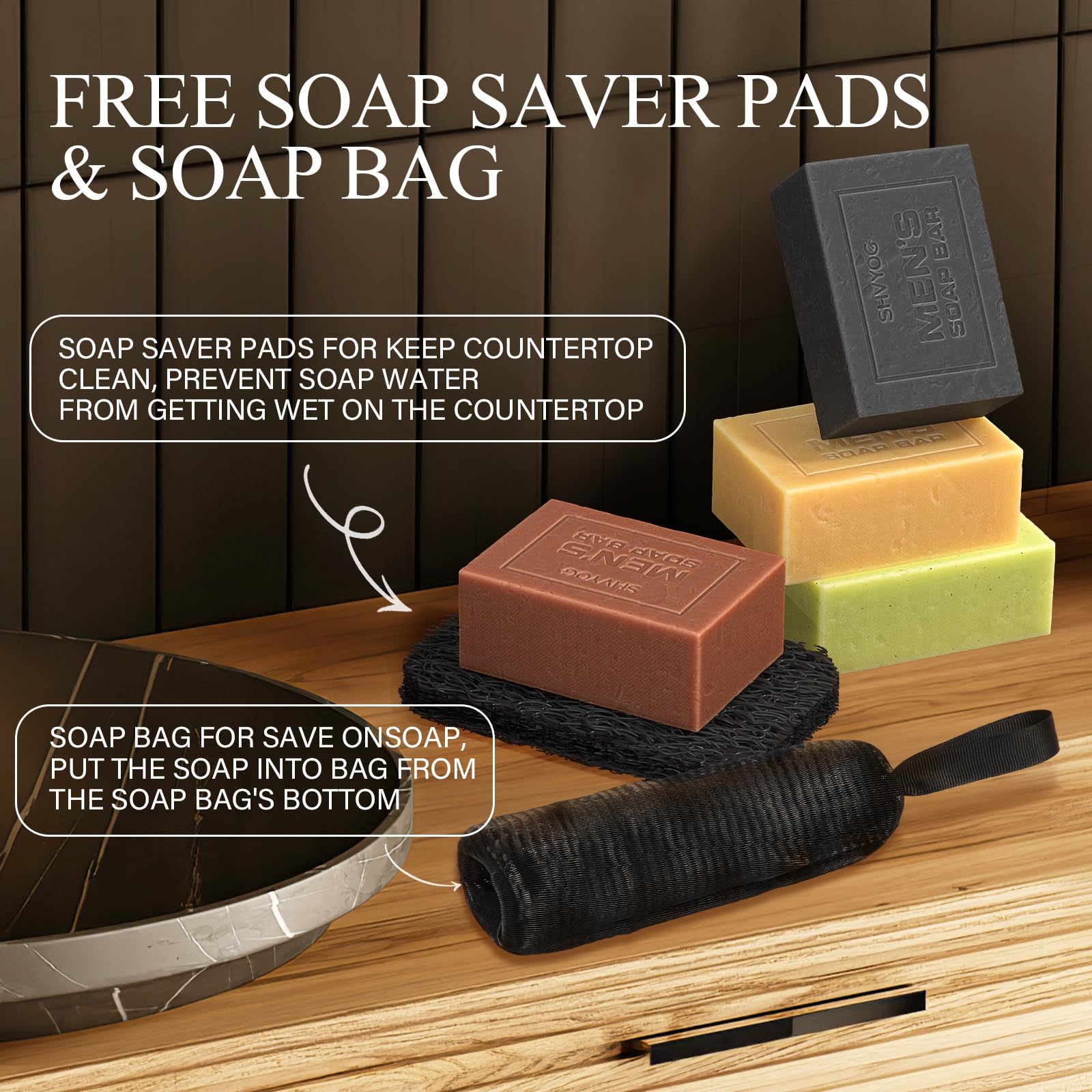 SHVYOG exfoliating texture bar highlights natural care.