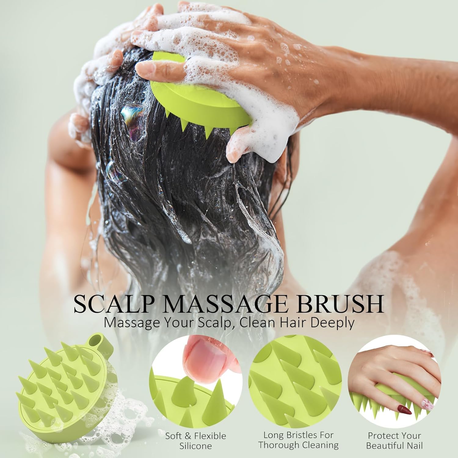 SHVYOG scalp-massager-silicone-head: handy tool for gentle, circular scalp stimulation.