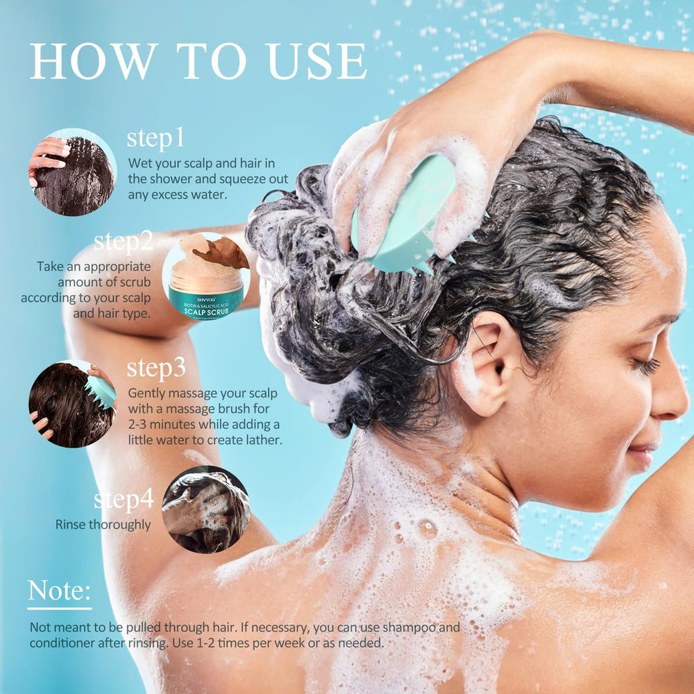 SHVYOG Scalp Scrub after-use image suggesting soothed roots and balanced oil