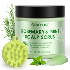 SHVYOG scalp scrub-rosemary-bottle: rosemary-infused exfoliation for a refreshed, clean scalp.