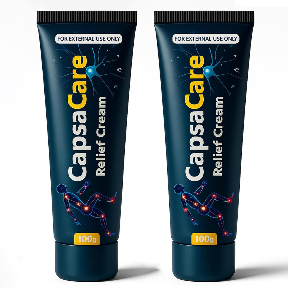 Shwfhi CapsaCare bottle closeup highlighting capsaicin blend for targeted relief.