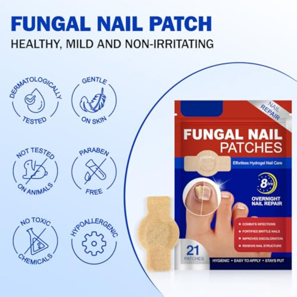 Shwfhi patch securely adheres to a toenail for mess-free wear.