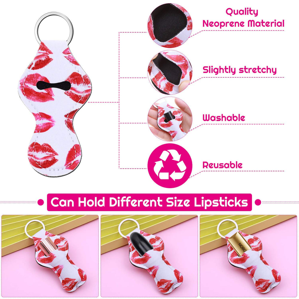 Shynek neoprene lip balm holder closeup shows stretchy fabric for fit and portability.