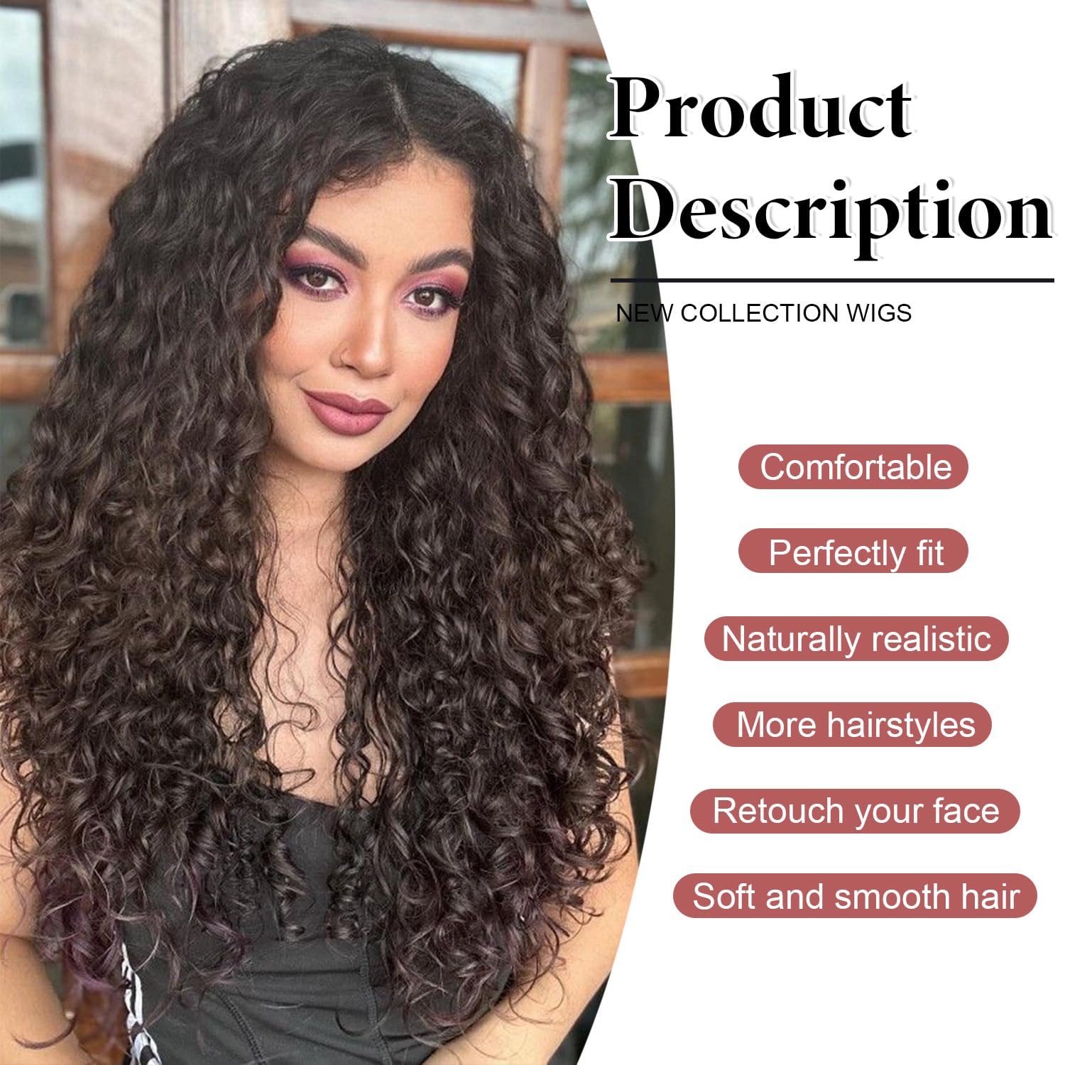 Siddiuop Curly Wig 4inch hand-sewn hairline creates a natural hairline appearance