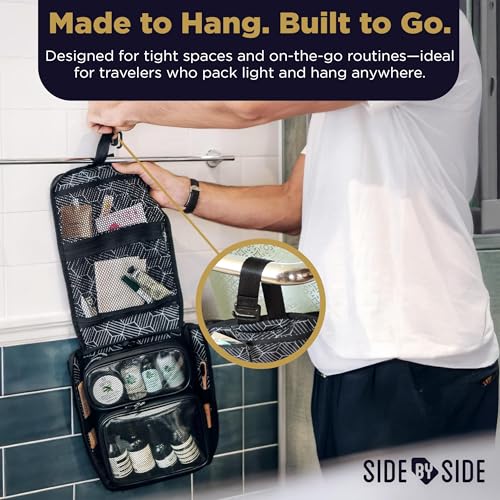 SIDE BY SIDE slim toiletry bag detachable pouches large for extended stays