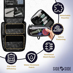 SIDE BY SIDE slim toiletry bag detachable pouches small for quick weekend trips