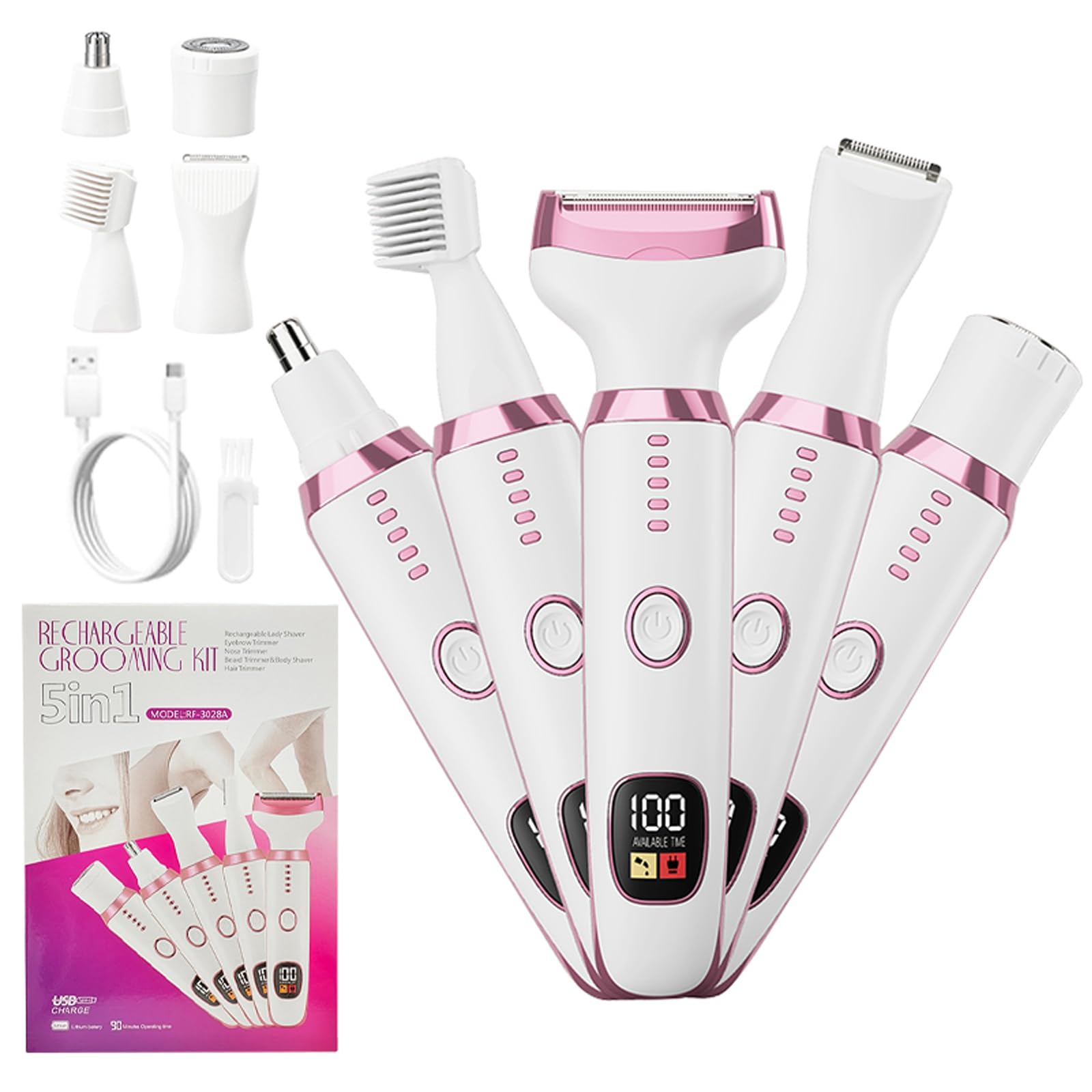 SIDHGN 5-in-1 electric razor with face and bikini heads for precise grooming