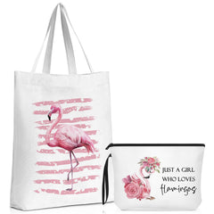Sieral Flamingo canvas tote bag demonstrates durable canvas for travel and shopping.