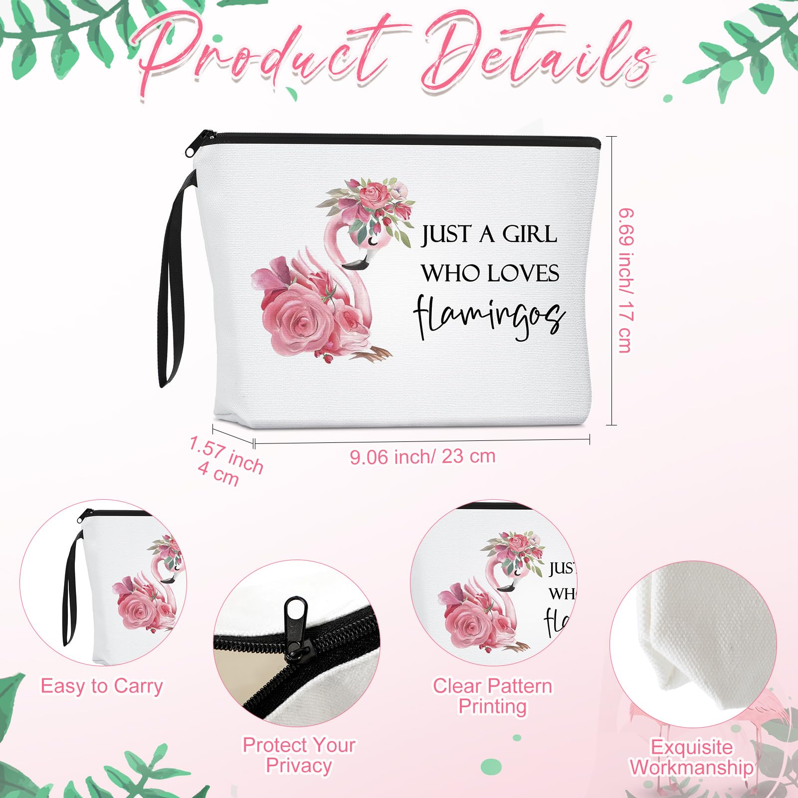 Sieral Flamingo tote closeup reveals pink flamingo print for easy outfit coordination.