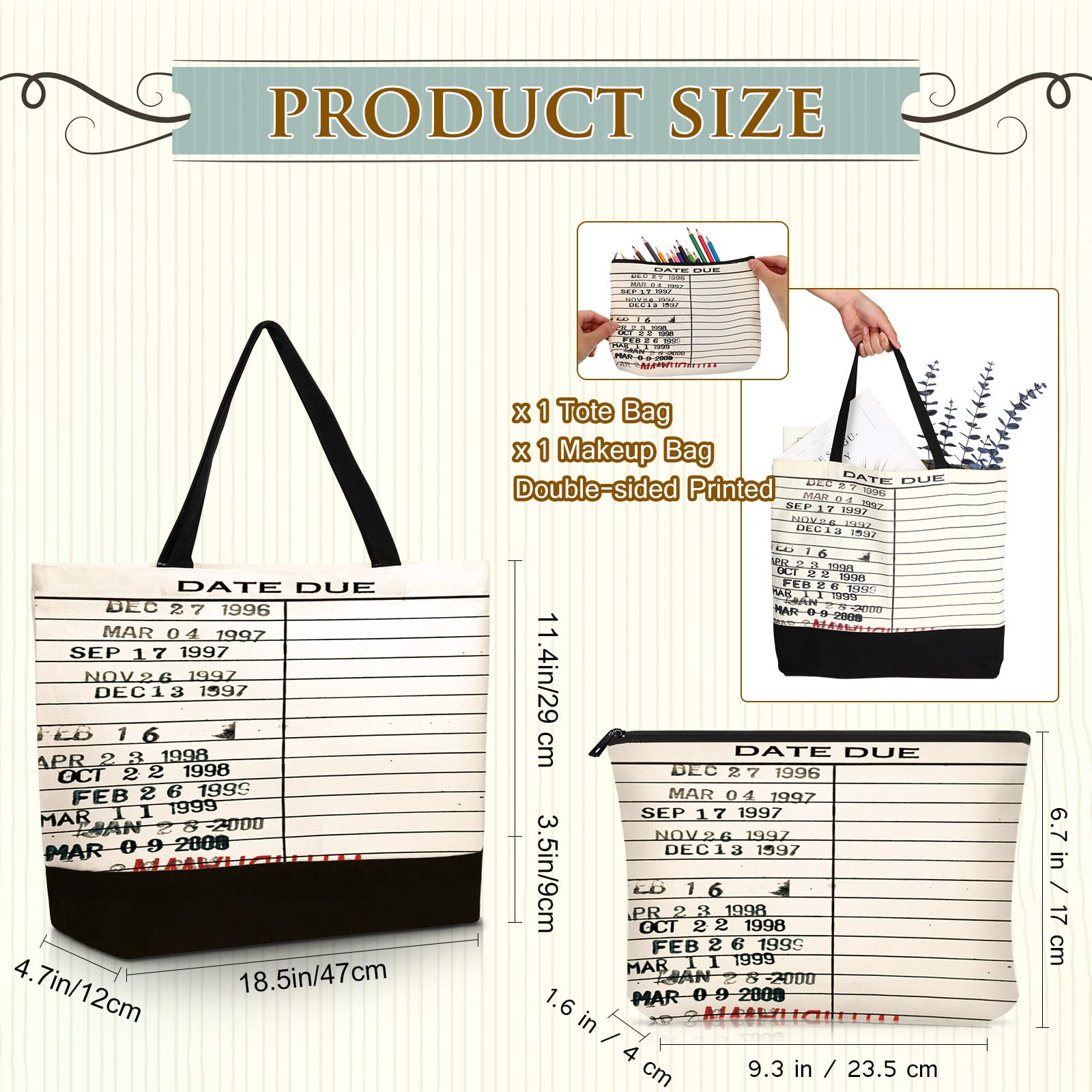 Sieral library-cosmetic-bag keeps cosmetics organized in a sturdy zip pouch.