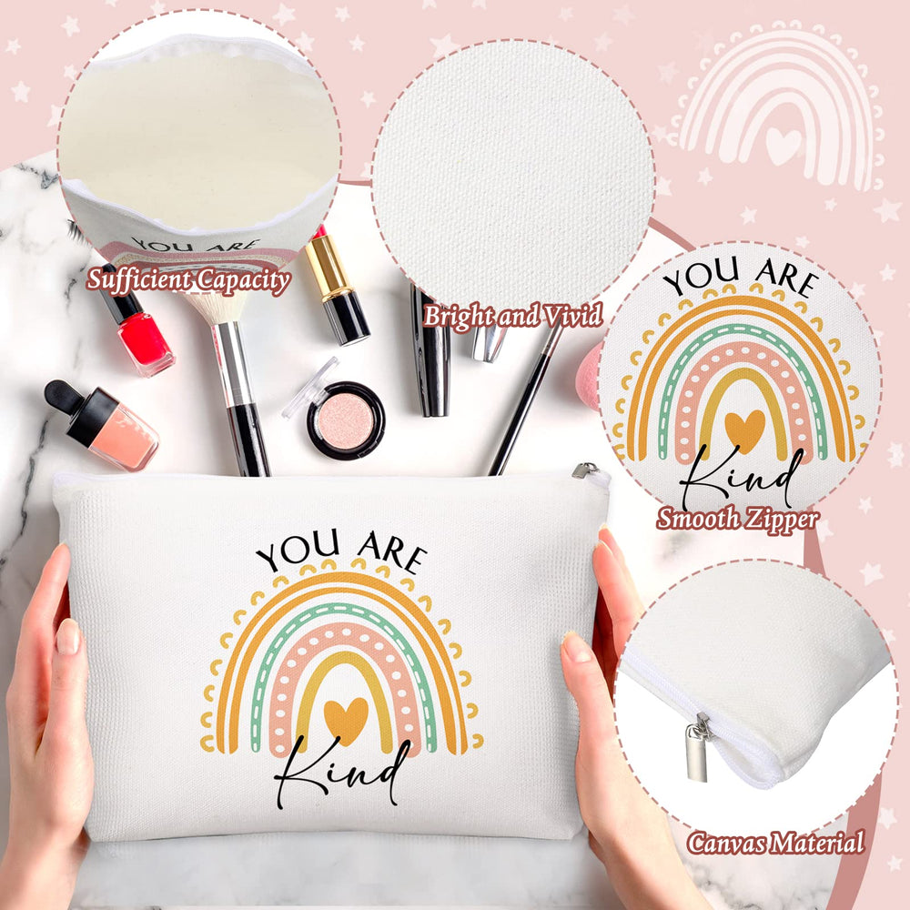 Sieral rainbow makeup bag showing 'you are amazing' phrase for daily motivation.