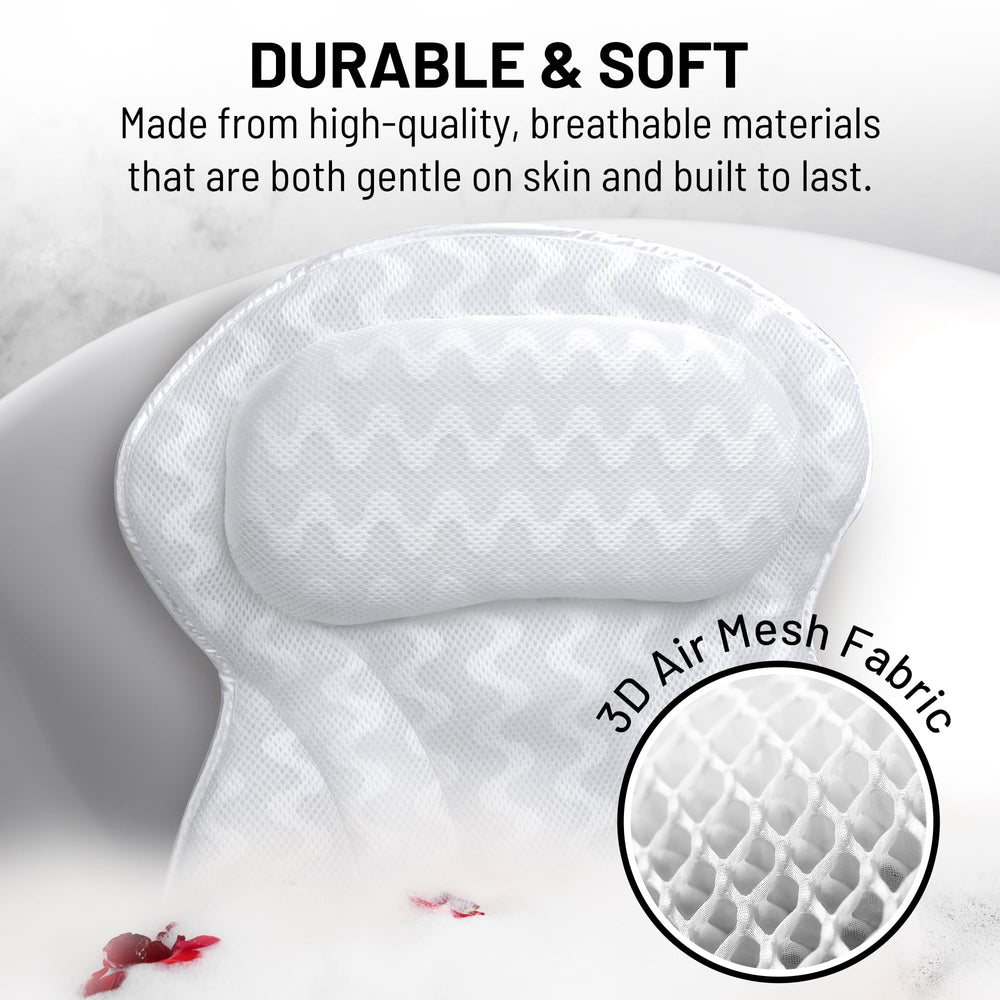 Sierra Concepts Paradise Bath Pillow with six suction cups stays secure during soaking.