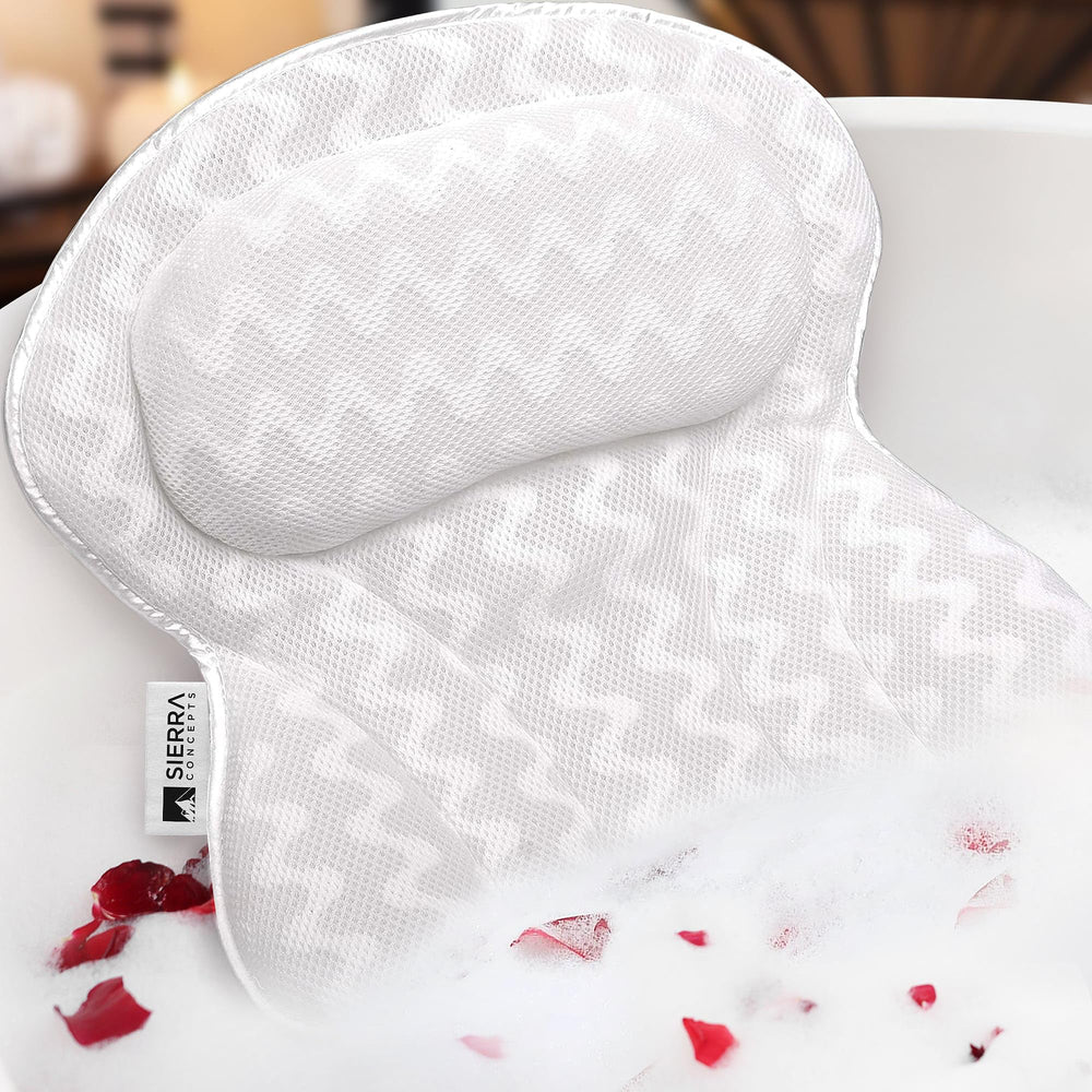 Sierra Concepts Paradise Bath Pillow top view shows plush neck support for relaxation.