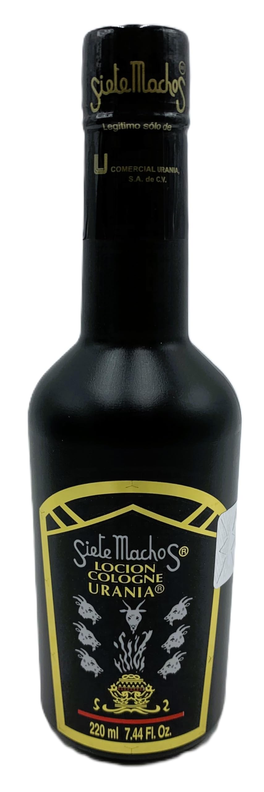Siete Machos URANIA bottle front shows bold scent ideal for evenings.