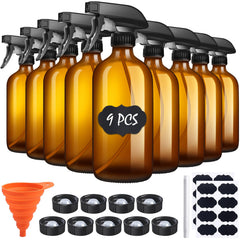 sietpoek amber glass spray bottle 16oz front view showcases sturdy mist ready for DIY cleaners