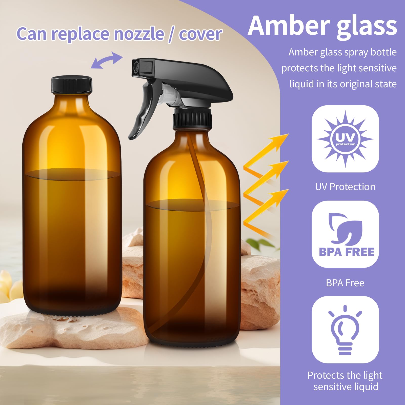 sietpoek BPA-free lead-free glass spray bottle emphasizes safe toxin free storage