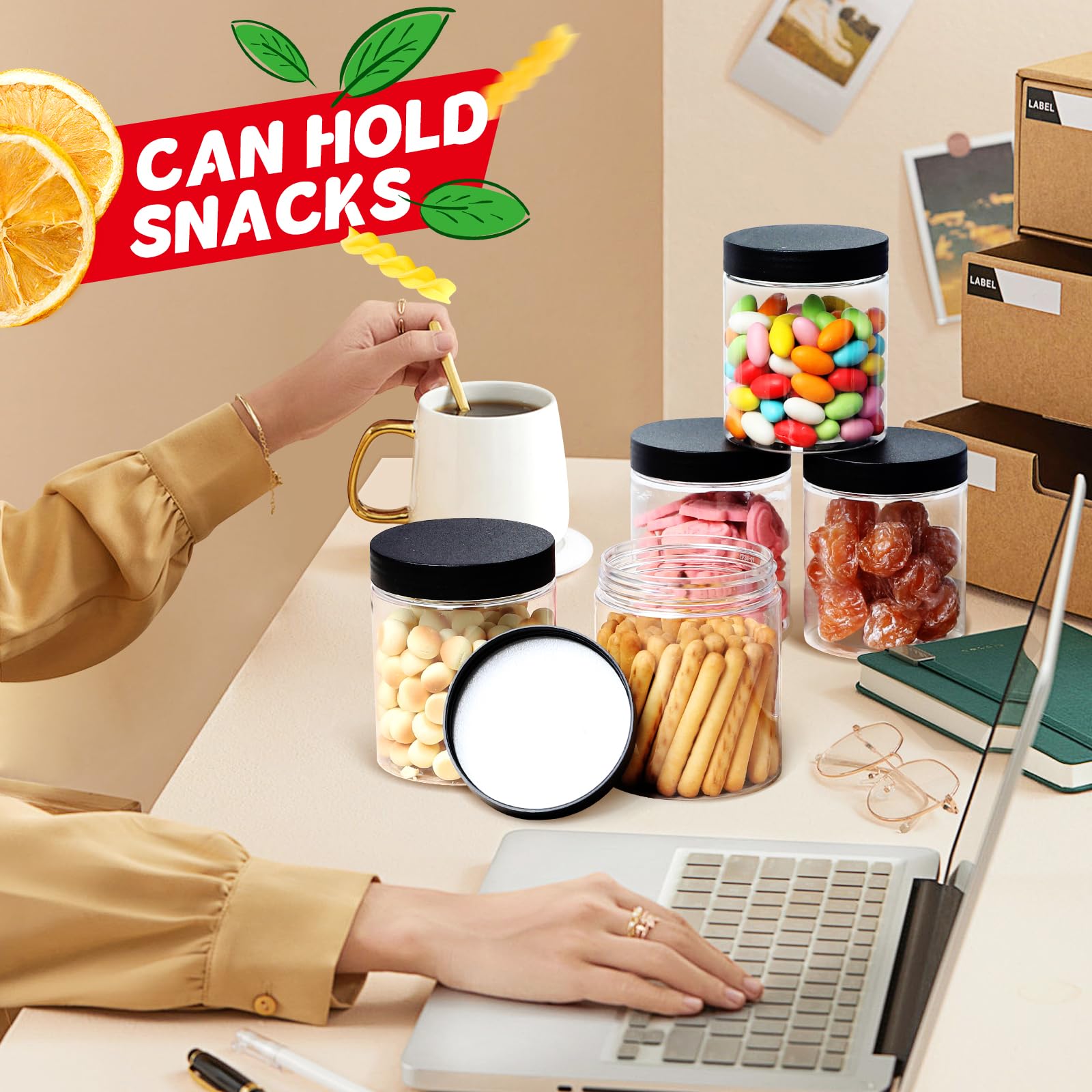 Sietpoek jars include labels for quick contents identification.