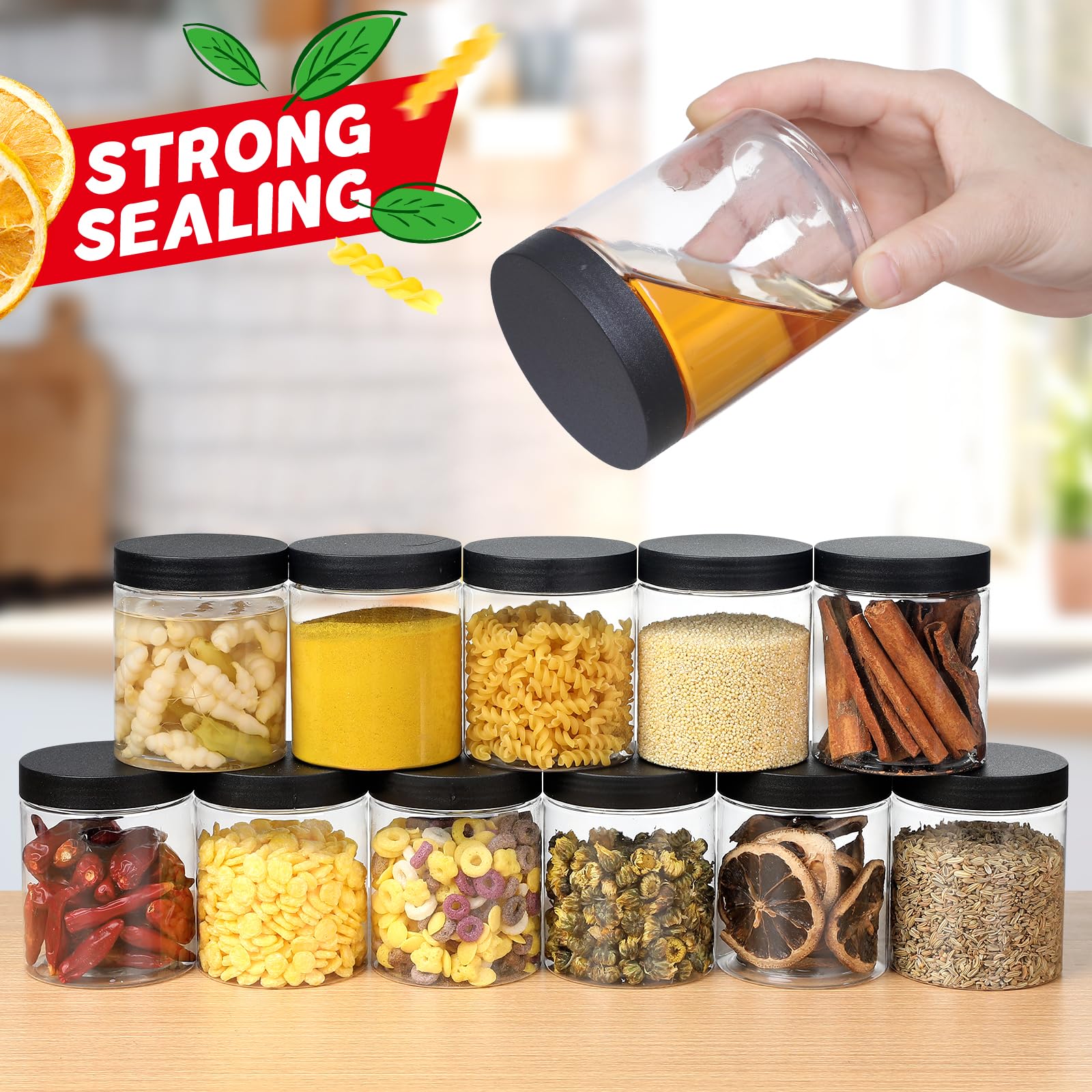 Sietpoek plastic jars wide-mouth clear allows easy filling and quick identification.