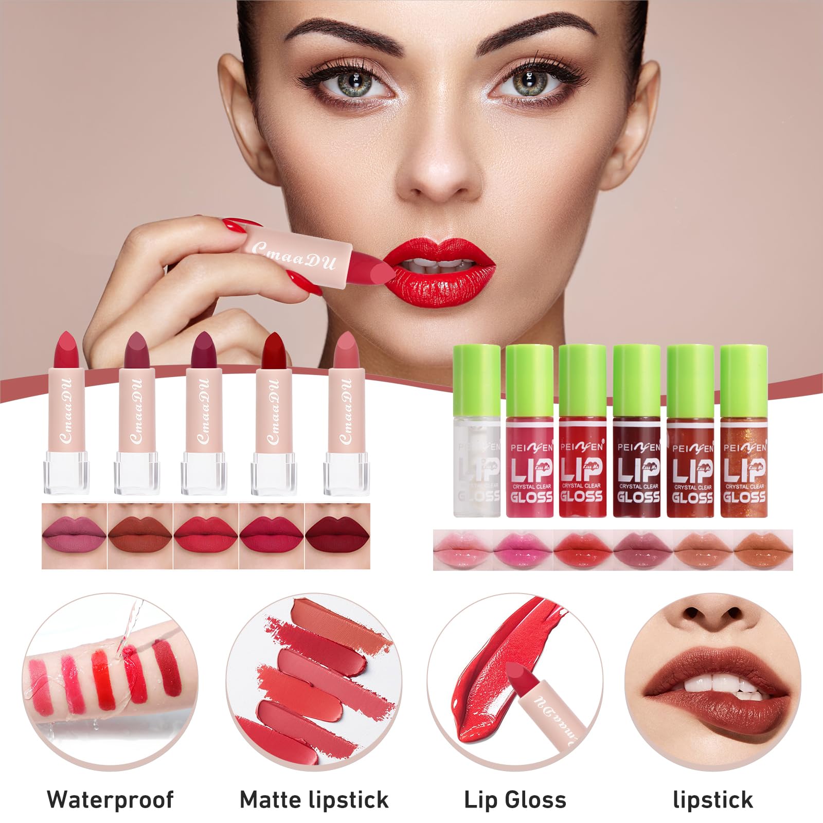 Sightling All-In-One Makeup Kit lipstick collection provides bold natural colors.