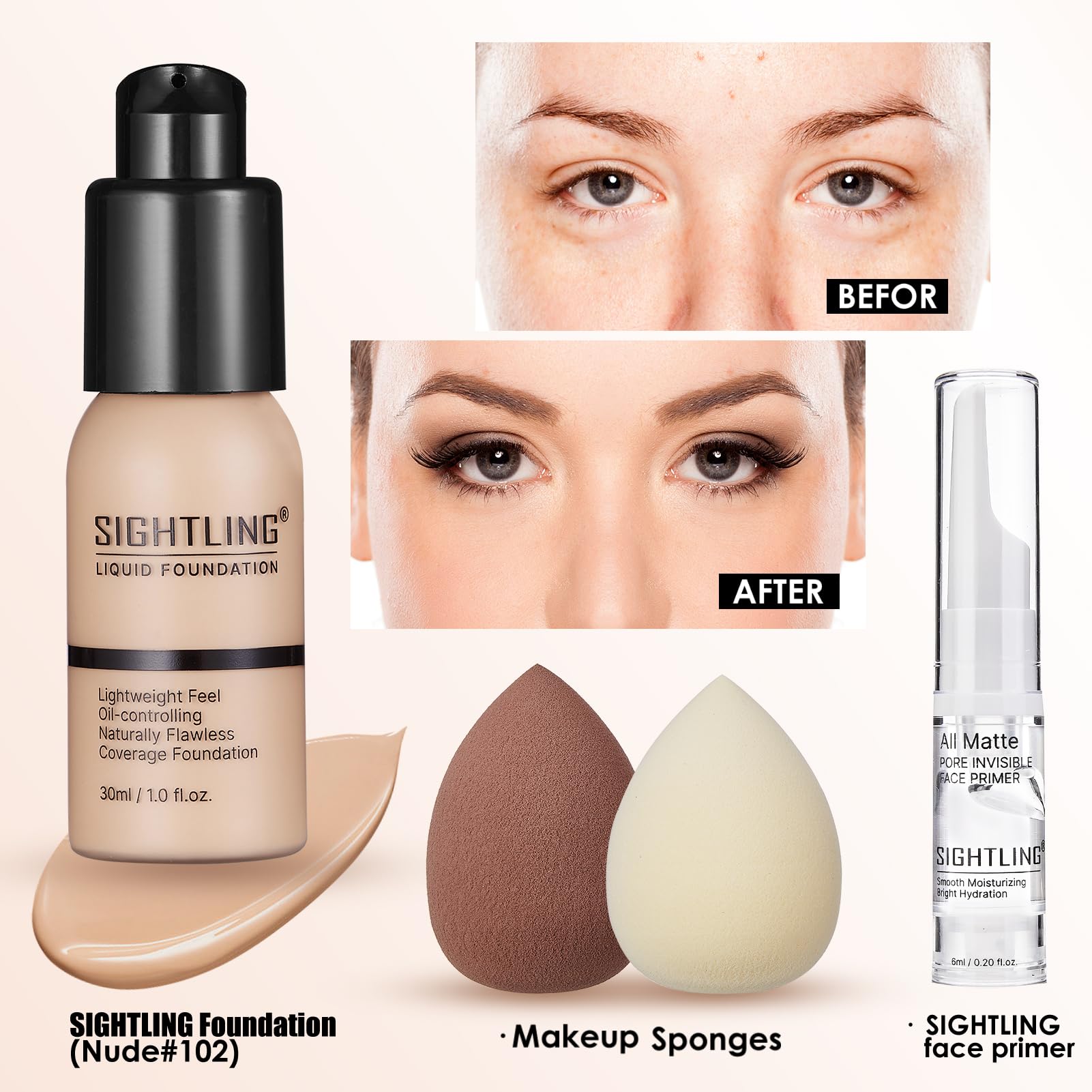 Sightling All-In-One Makeup Kit travel bag layout for organized portability.