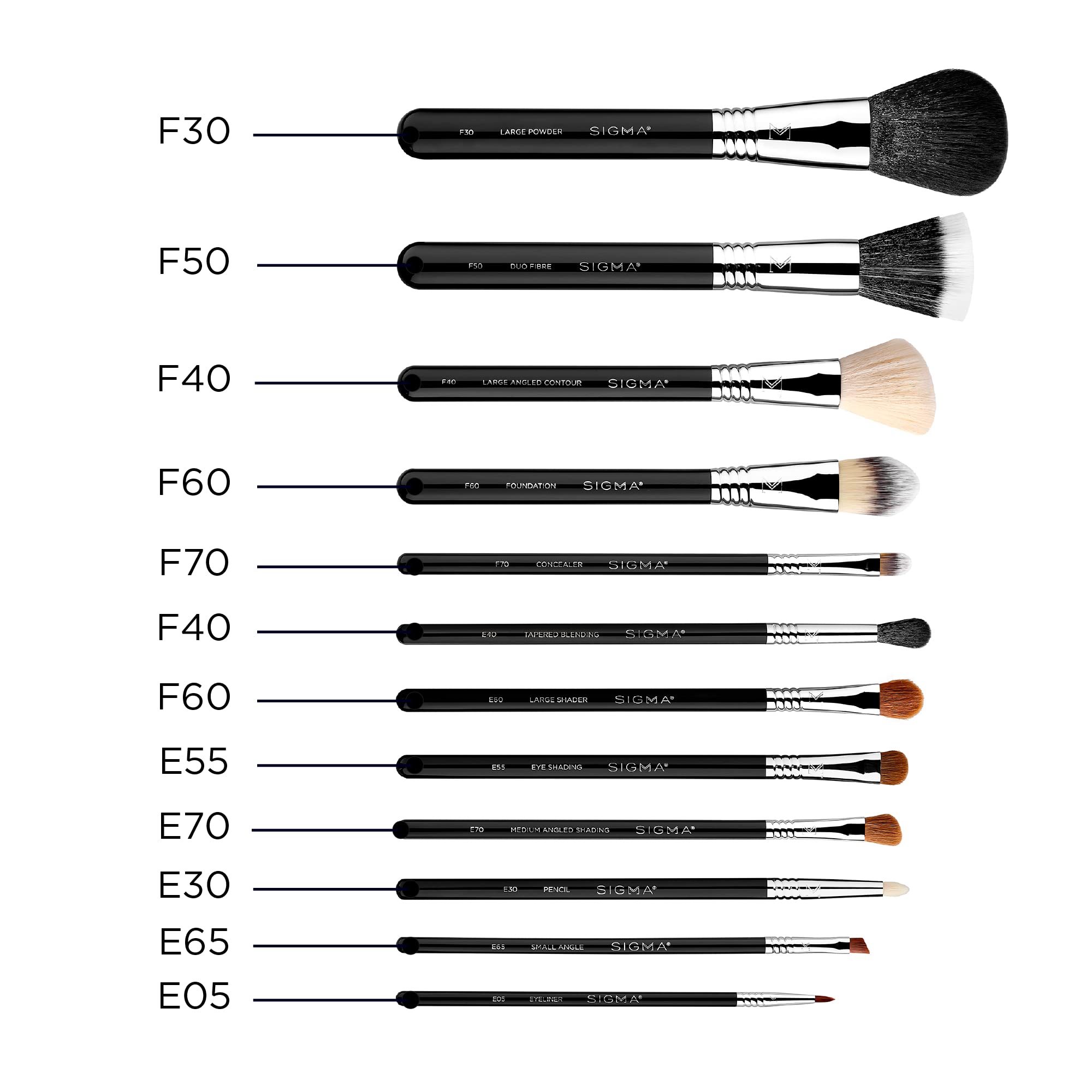 Sigma Beauty gift-ready brush set arrangement suggests versatile use for beginners and pros.