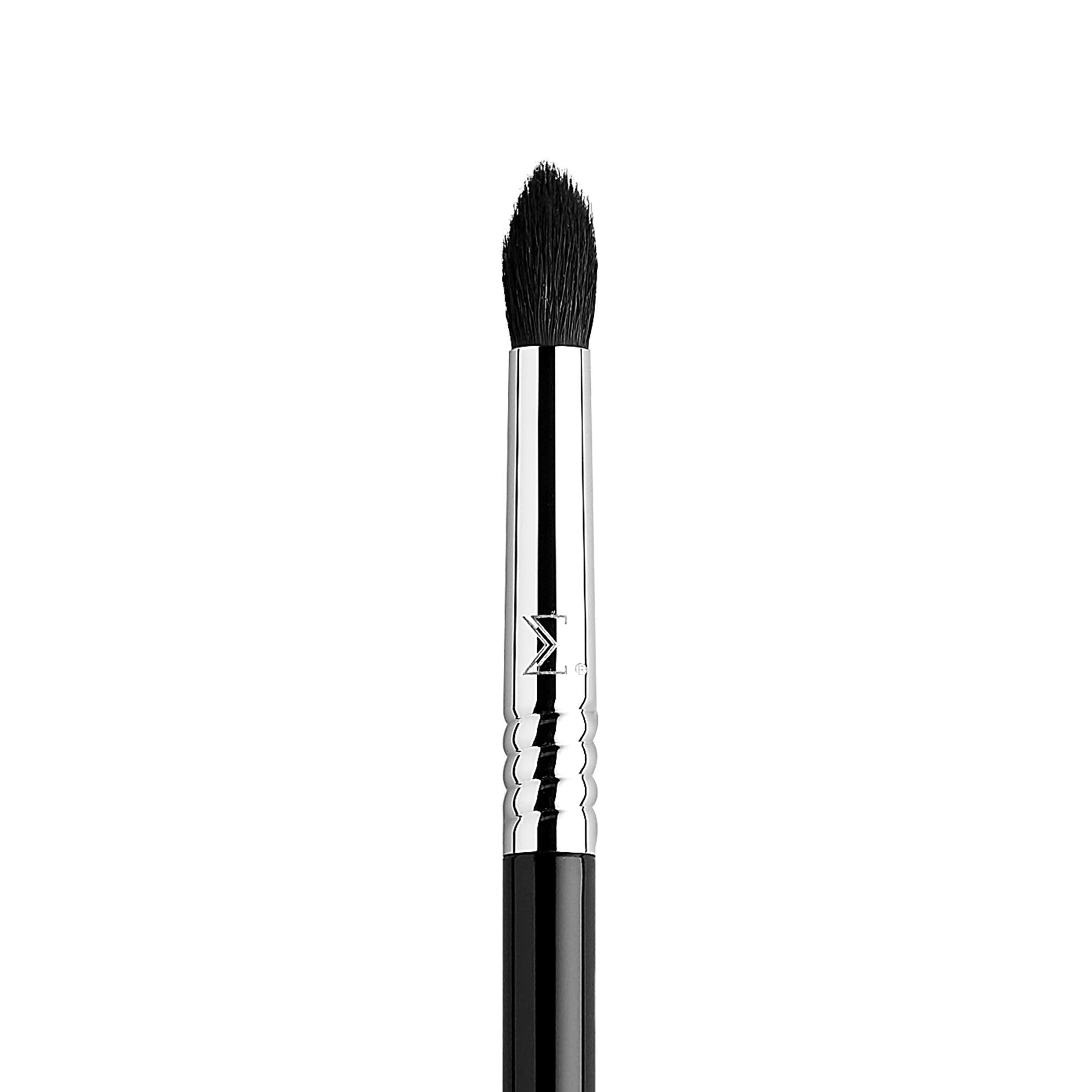 Sigma Beauty E45 brush with pointed tip for crease blending and precise color placement.