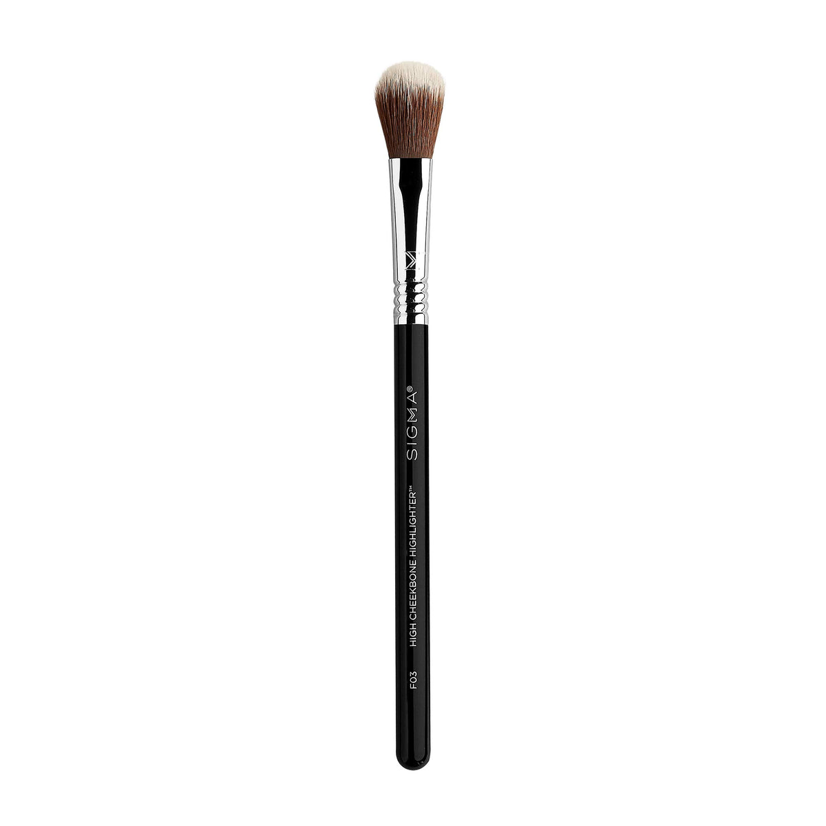 Sigma Beauty F03 brush front view for precise cheekbone highlight and contouring